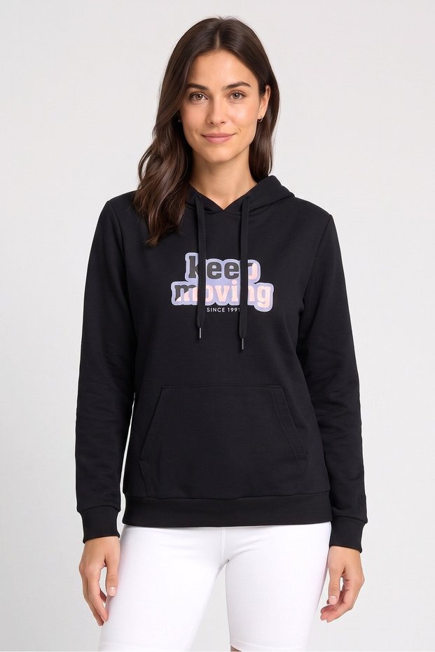 Women Sportswear Fit Long Sleeve Outdoor Hoodie, Black