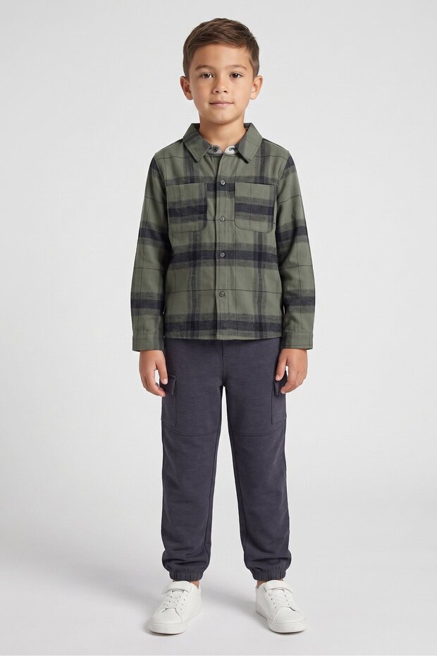 Kids Boy Regular Fit Plaid Long Sleeve Casual Shirt, Multicolor