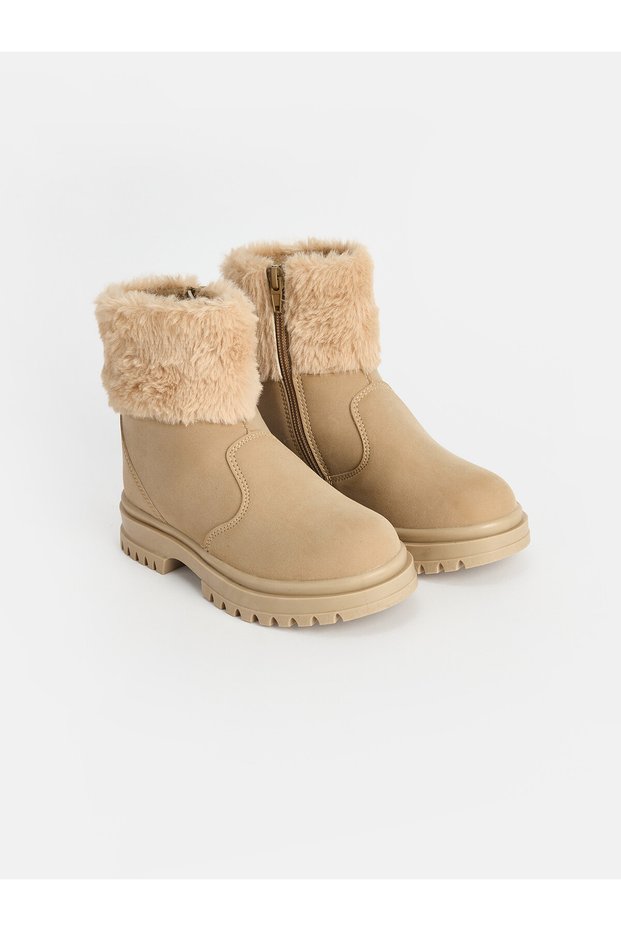 Özmarka New Season Beige Zippered Ankle Boots for Girls