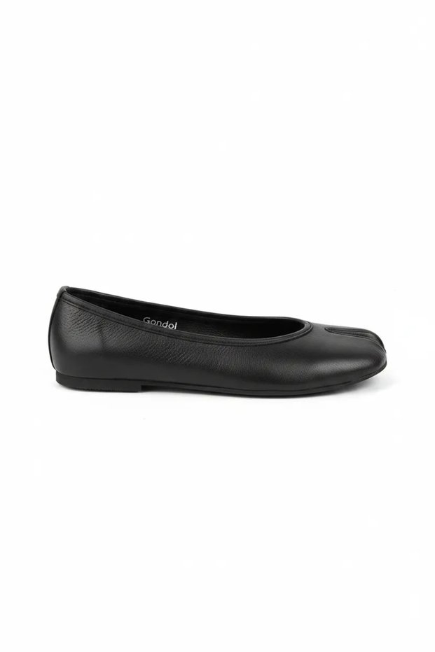 Women's Genuine Leather Flip-Flop Ballerinas Ch.133 Black