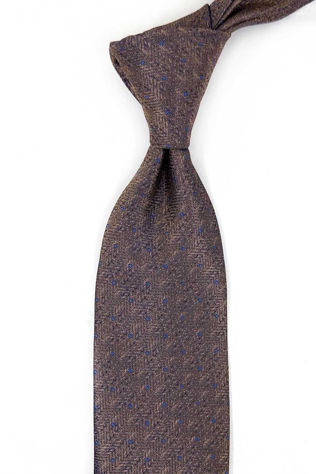 Brown Herringbone Classic Tie with Handkerchief Kk14063