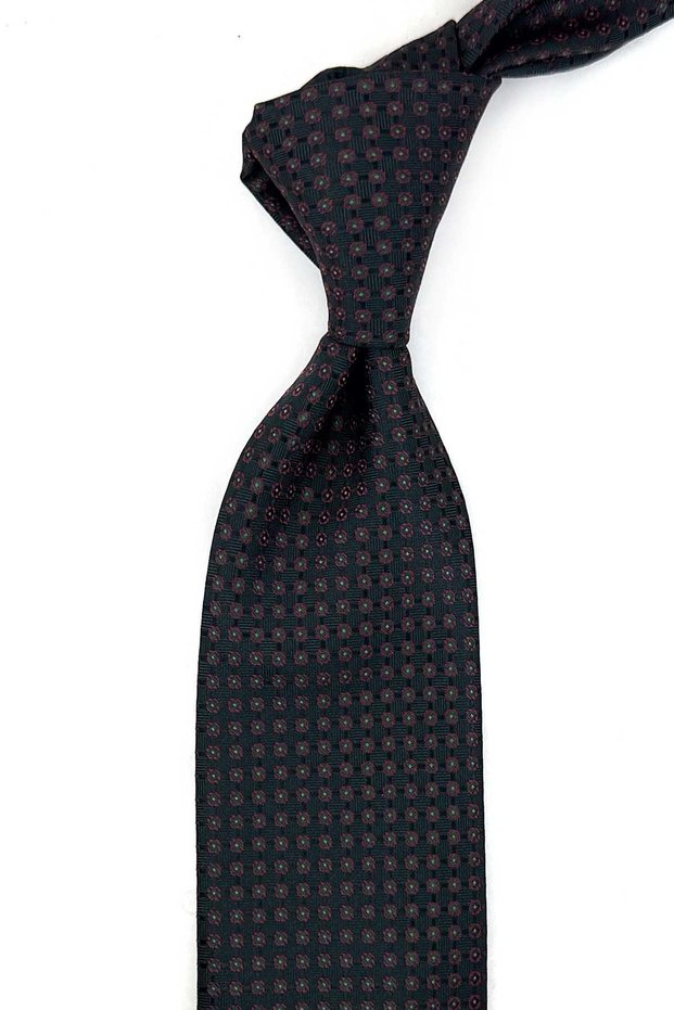 Green Polka Dot Pattern Classic Tie with Handkerchief Kk14147