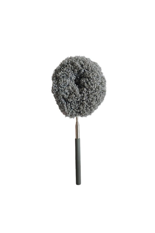 Gray Ceiling Fan Dust Cleaner Tool, 80cm Expandable Handle, Reusable Microfiber Brush for Handy Home