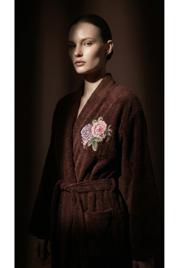 Halat de baie kimono Shadowed Bloom 100% bumbac