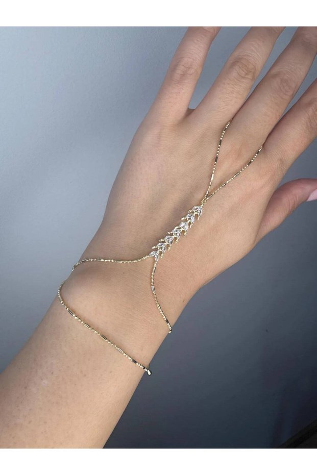 Gold Color Zircon Stone Leaf Motif Shahmeran
