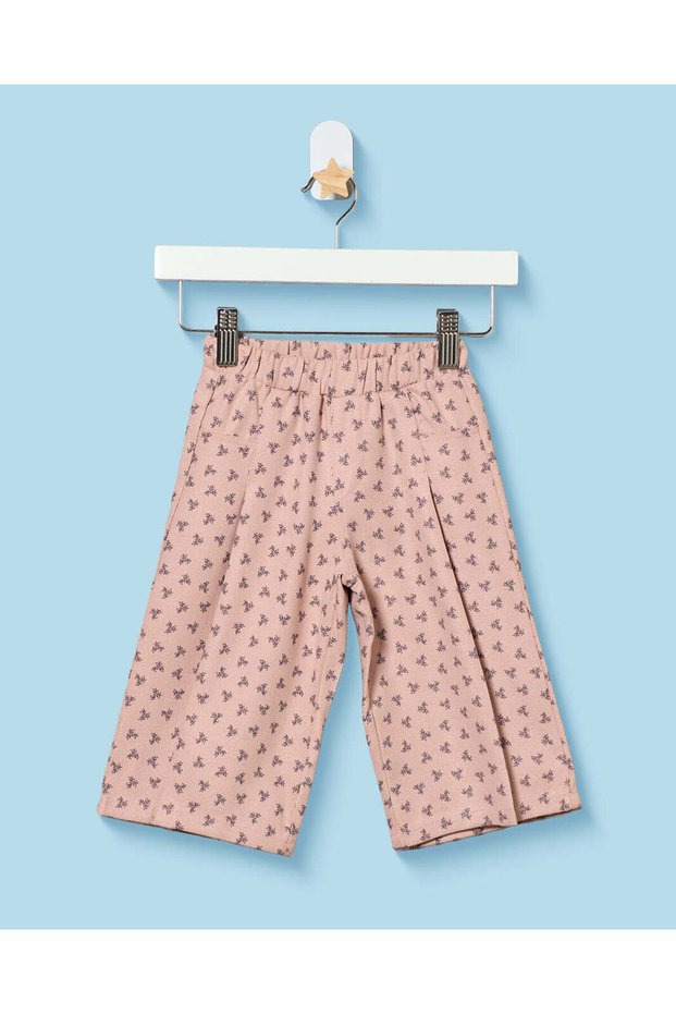 Infant Girls Pink Printed Wide Leg Pants