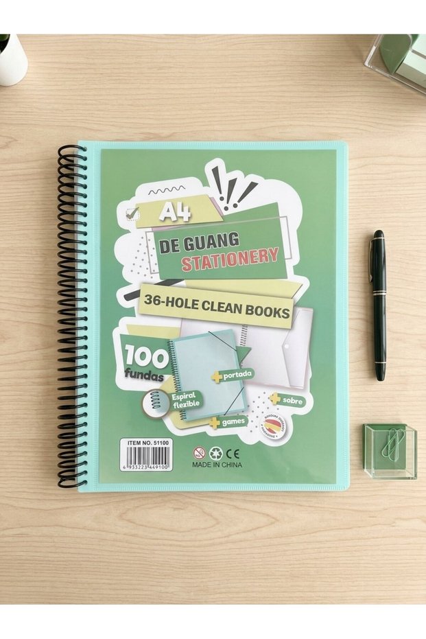 100-Leaf Spiral-Bound, Easy-To-Turn, Elasticated A4 Presentation File with Envelope Folders