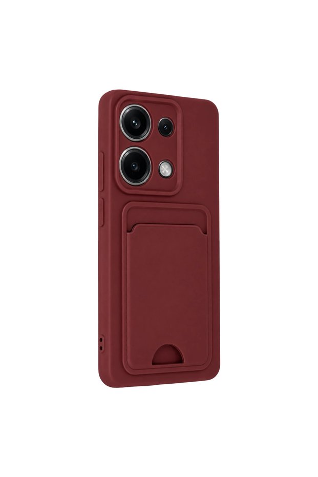 Xiaomi Redmi Note 13 Pro 4g Case Kelvin Silicone with Business Card Holder - Claret Red