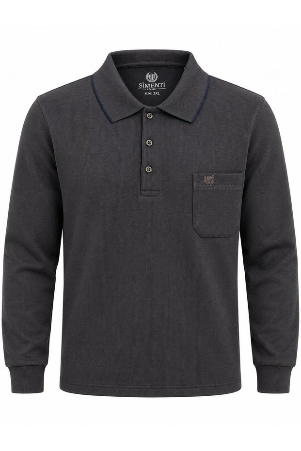 Simenti Large Size Men's Polo Collar Sweatshirt - 7809