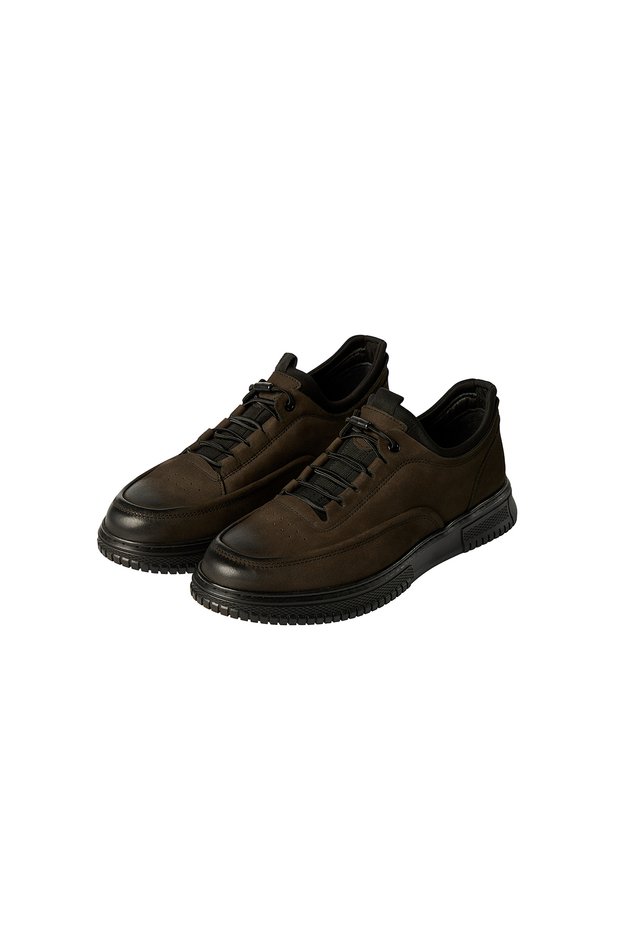 100% Leather Lace-Up Casual Sports Shoes