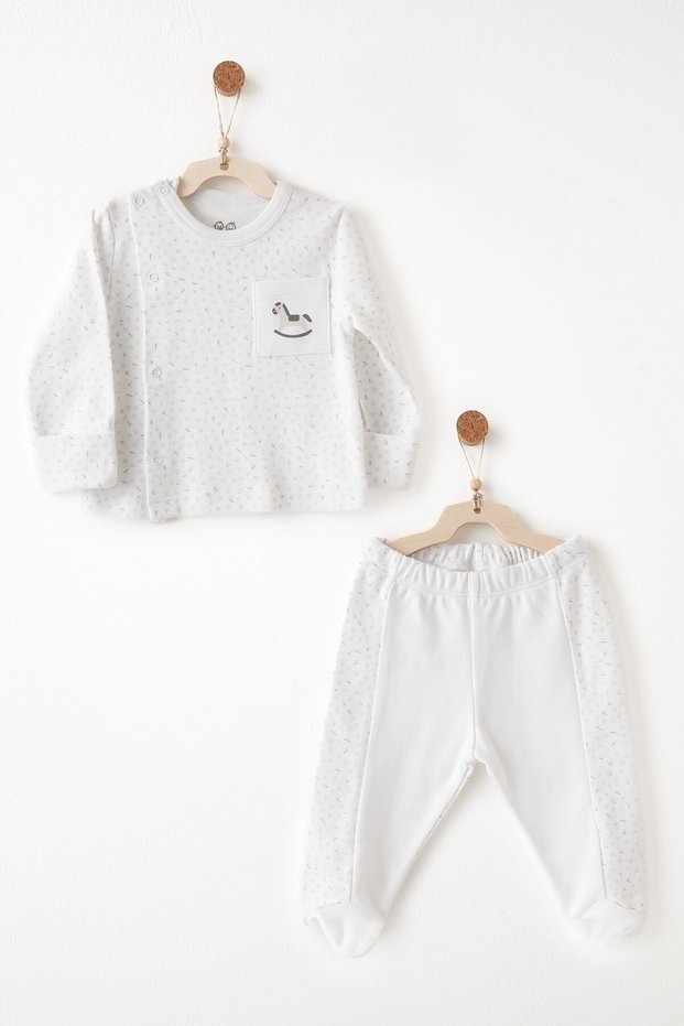 100% Cotton Horse 2-Piece Newborn Set Gray