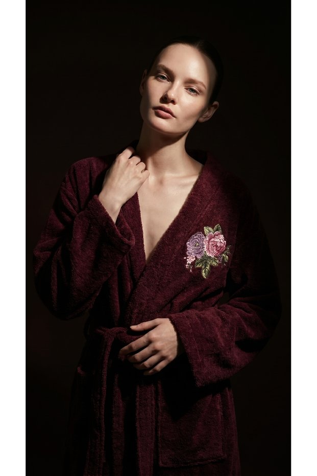 Halat de baie kimono Shadowed Bloom 100% bumbac
