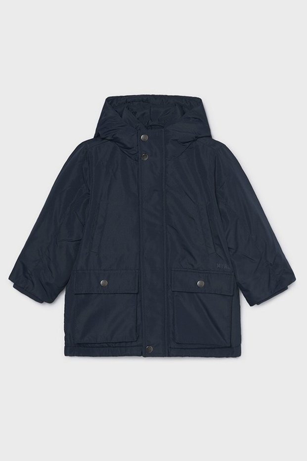 Boy's 3-9 Years Old Hooded Coat with Pocket Detail, Navy Blue