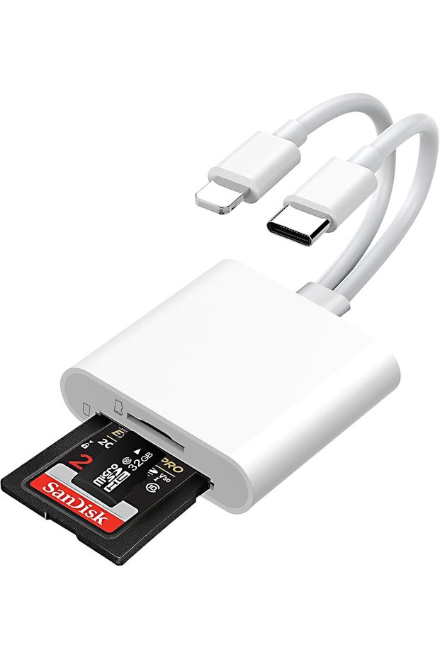 قارئ بطاقات ذاكرة متعدد الوظائف – محول ذاكرة USB مع وصلة ميموري كارد ووصلة كاميرا، يدعم SD/Micro SD/