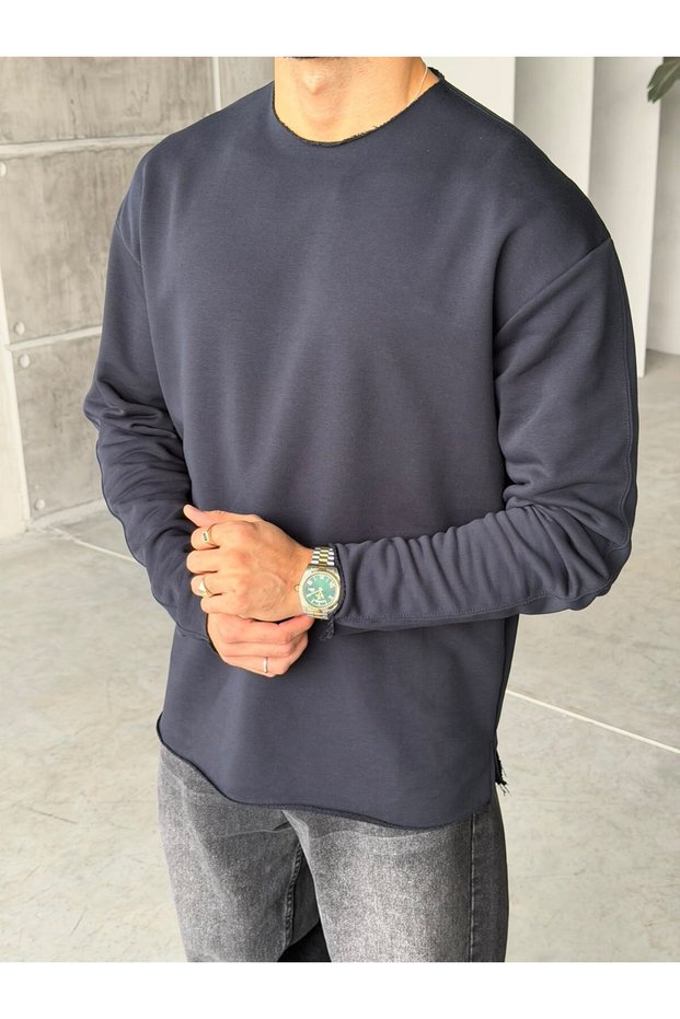 3 Yarn Natural Cut Oversize Sweat m Navy Blue