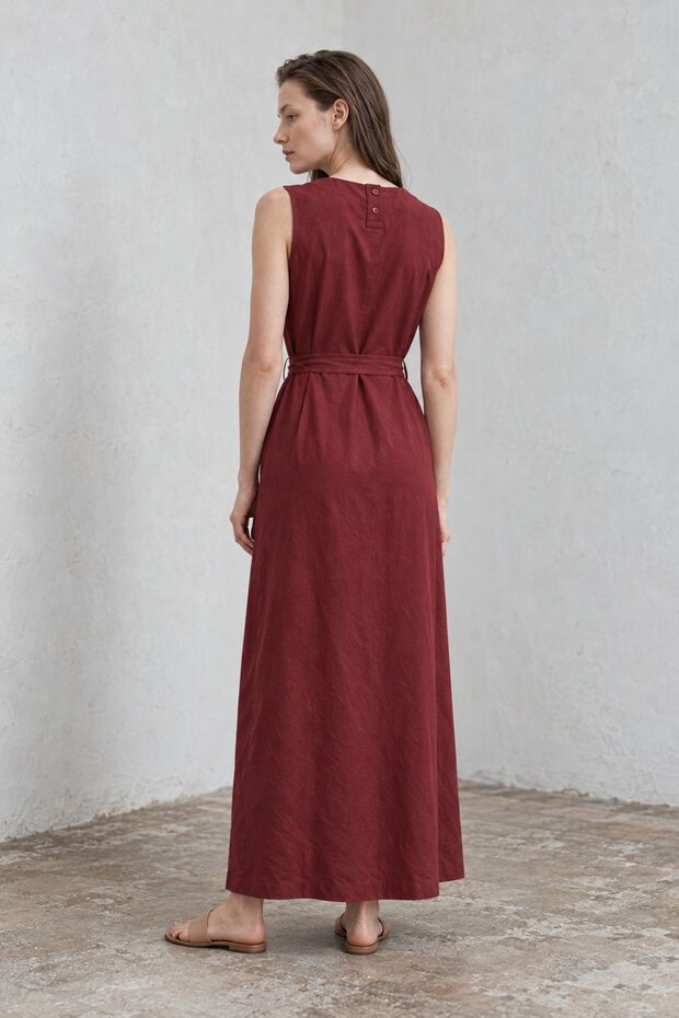 My Fashion Belt Li, Sleeveless, Crew Neck Maxi Dress
