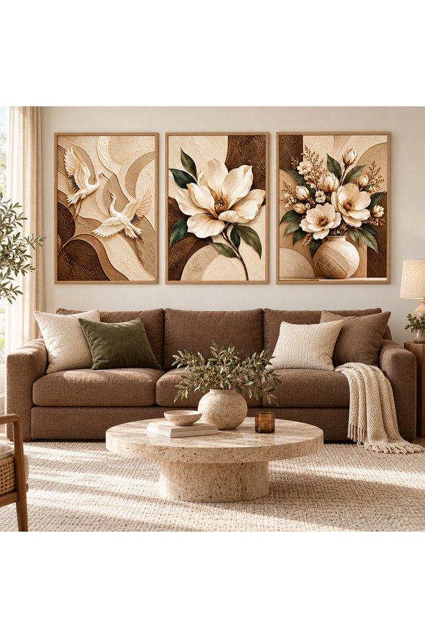 Modern Design 3-Piece Painting Set, Decorative Living Room Wall Painting
