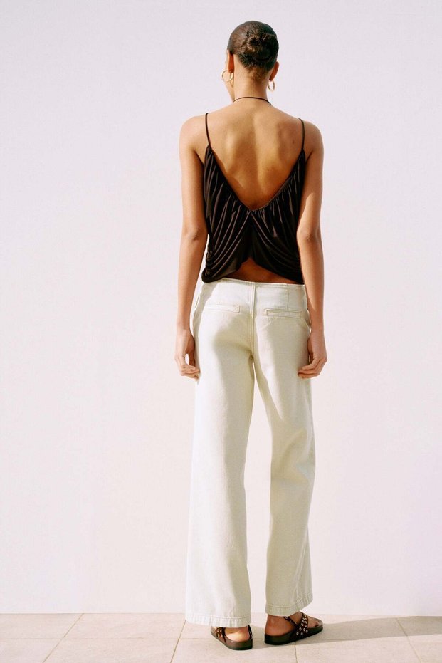 Wide twill trousers