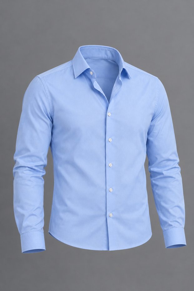 Men's Classic Collar Long Sleeve Buttoned Slim Fit Blue Shirt