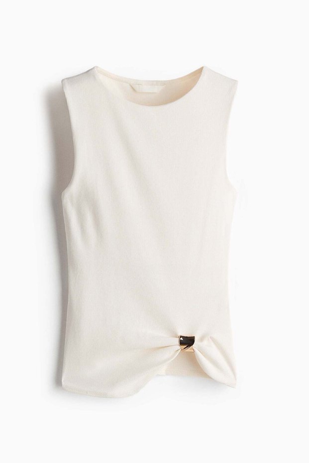 Draped-detail ribbed top
