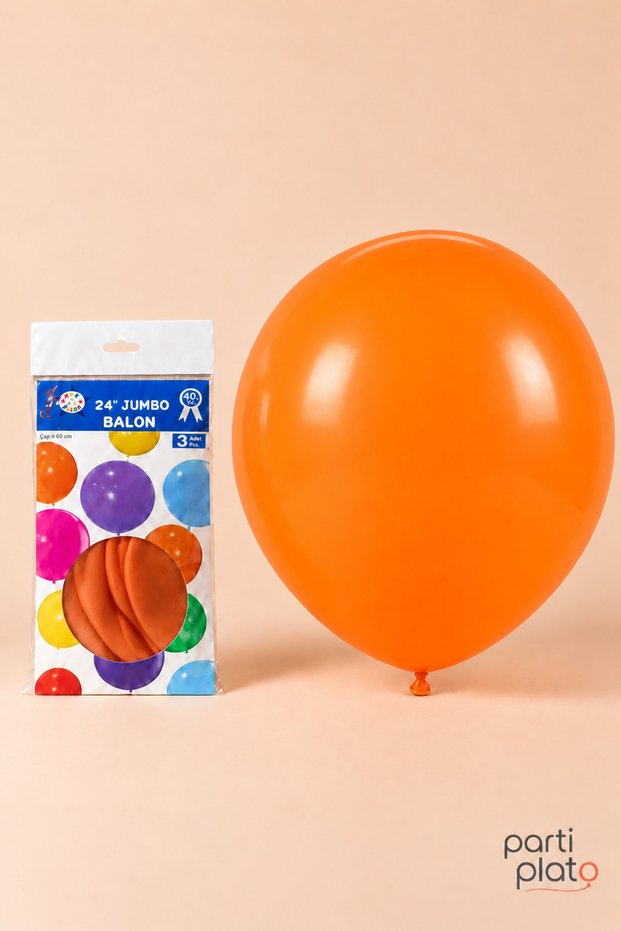 Hbk Large Size Orange Latex Balloon 24 Inch 60 cm 3 Pieces Party Decoration