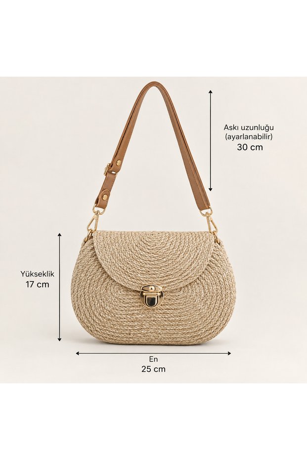 Wicker Oval Jute Women's Shoulder Bag