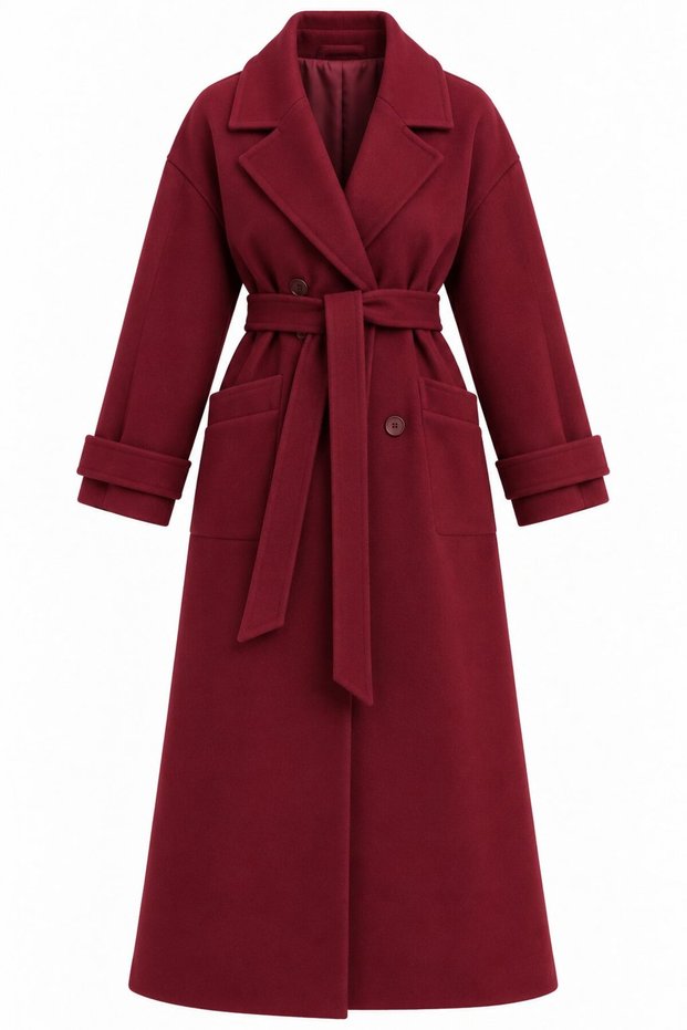 Burgundy Frankfurt Long Cashmere Coat - 2Y408021