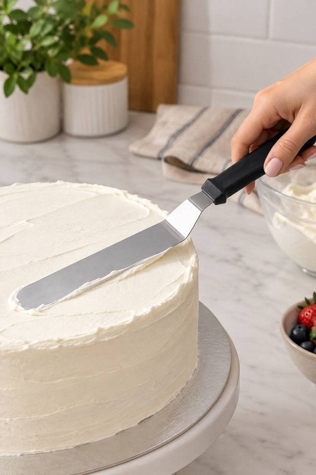Oblique Oval Tip Cake Spatula Metal 33 cm - Metal Stainless Pastry Spatula