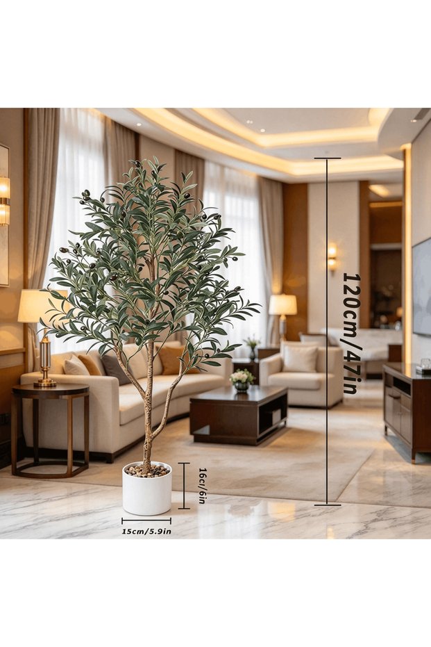 Faux Olive Tree 120cm in White Ceramic Pot, Bendable Stems, Pet-Safe Artificial Plant, Lifelike Foliage, Zero Care, Ideal for Kitchen Corner Bathroom Shelf Dorm Room Greenery