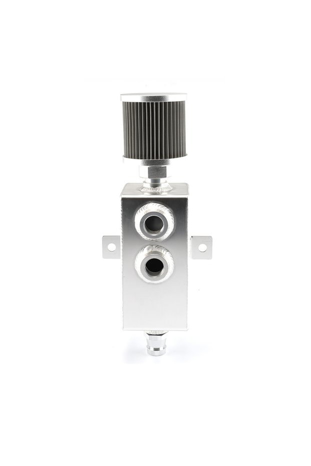 2L Silver 1L/2L Universal Car Aluminum Oil Catch Can Tank Baffled 10AN with Breather and Drain Tap S