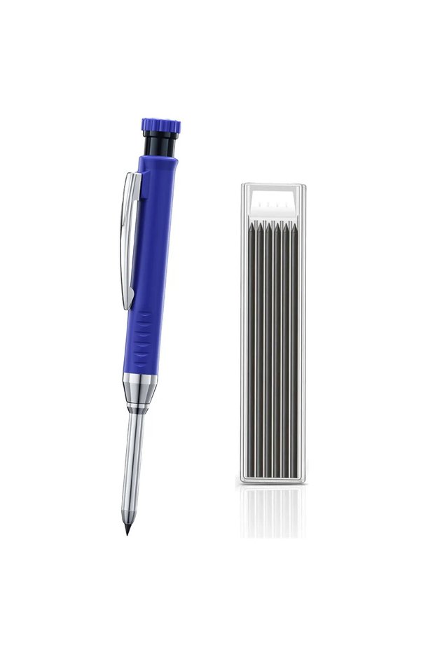 set B -Blue Solid Carpenter Mechanical Pencil with Sharpener Woodworking Tools 2.8mm 3 Colors Refill