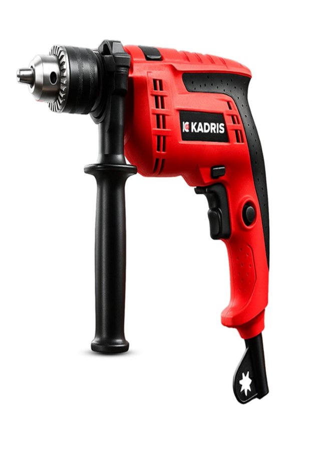 HA-1943 650W Corded Electric Hammer Percussion Drill – 13mm Chuck with 9-Piece Drill Bit Accessory Set, Kit Box, Variable Speed for Metal, Concrete & Wood Drilling, Red/Black