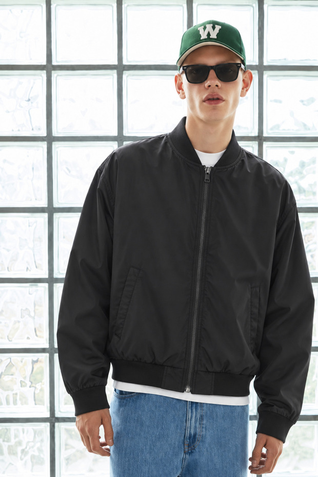 Men's Zippered Bomber Seasonal Black Raincoat