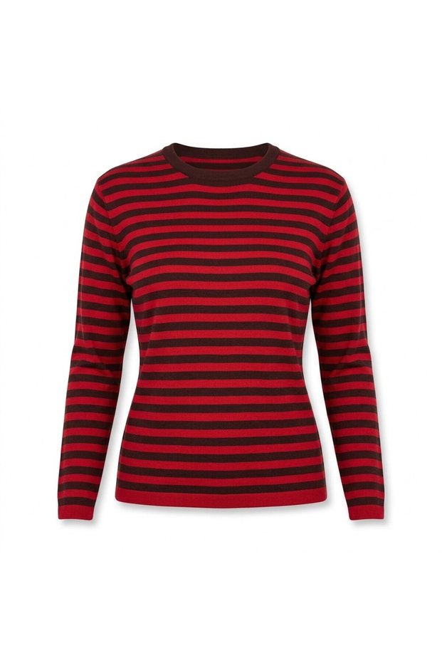 Red Brown Striped Knit Sweater