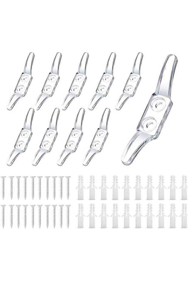 10 Pcs Plastic Cord Hooks for Blinds & Curtains with Screws - 10 قطع خطافات حبل بلاستيكية للستائر |