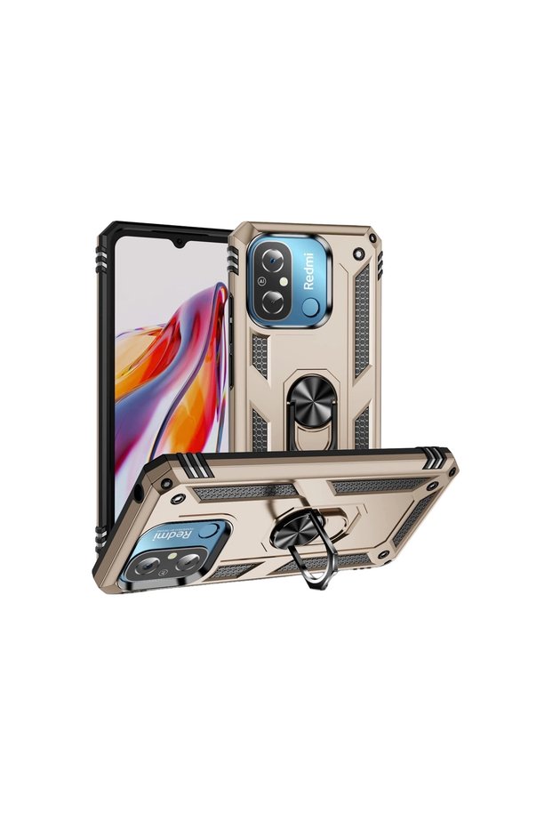 غطاء حماية سيليكون لهاتف Xiaomi Redmi 12c مع حلقة صوفيا - ذهبي