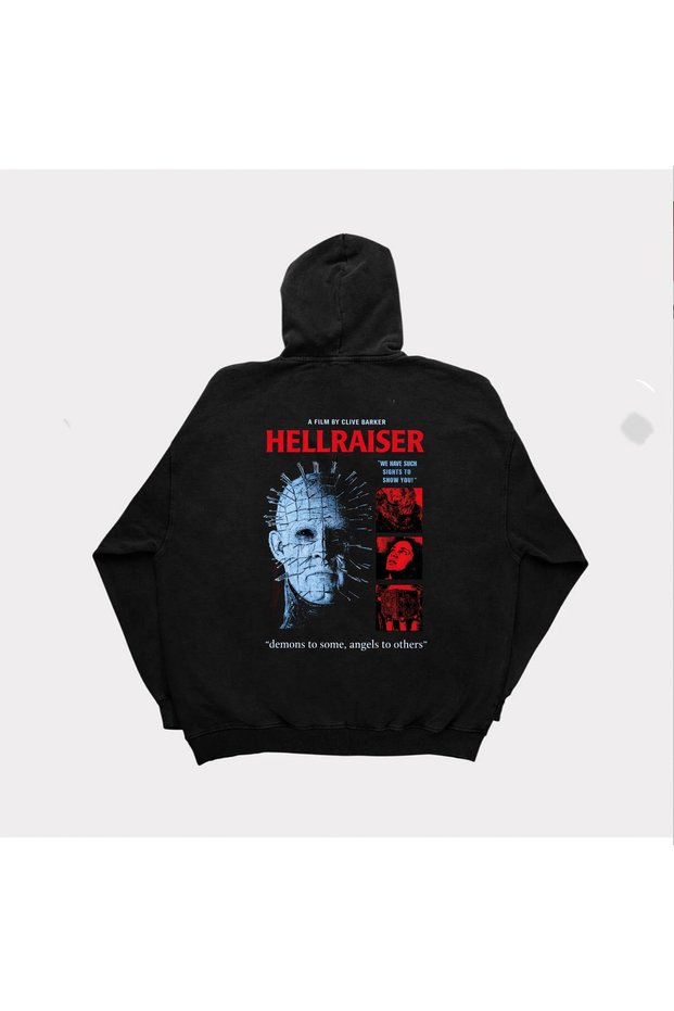 سويت شيرت بقلنسوة مطبوع عليه Hellraiser للجنسين