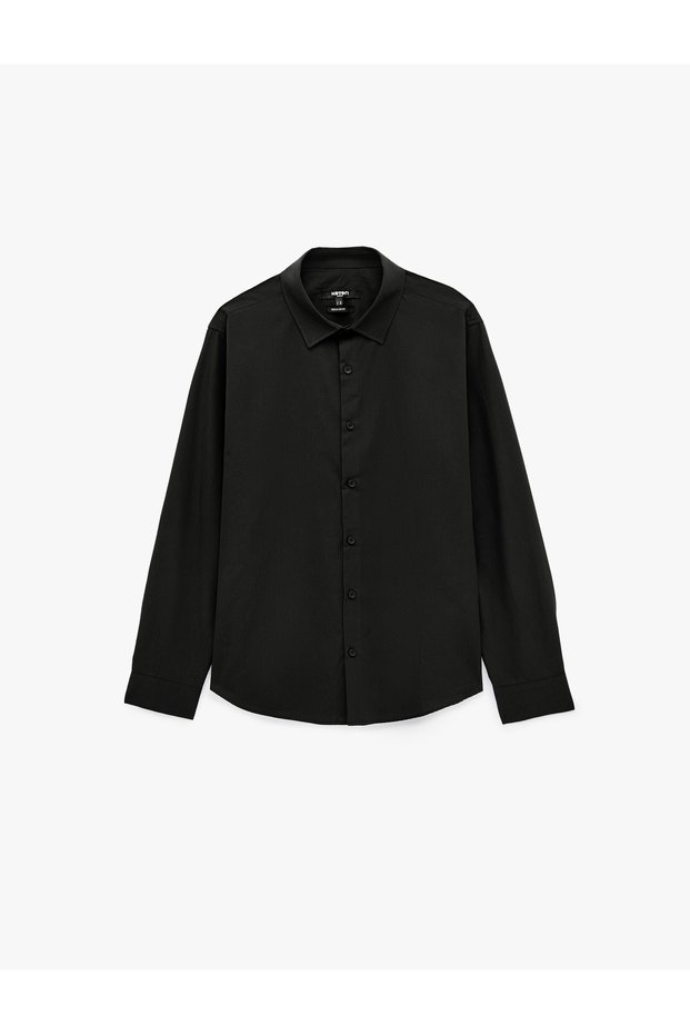 Regular Fit Cotton Classic Collar Long Sleeve Poplin Shirt