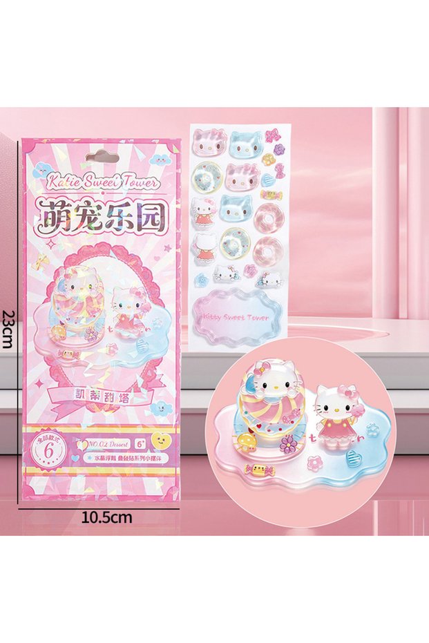 S5 New Hot 3D Stacked Crystal Stickers Cute Kawaii Cartoon Pet Figure Stacked Stickers Handmade DIY
