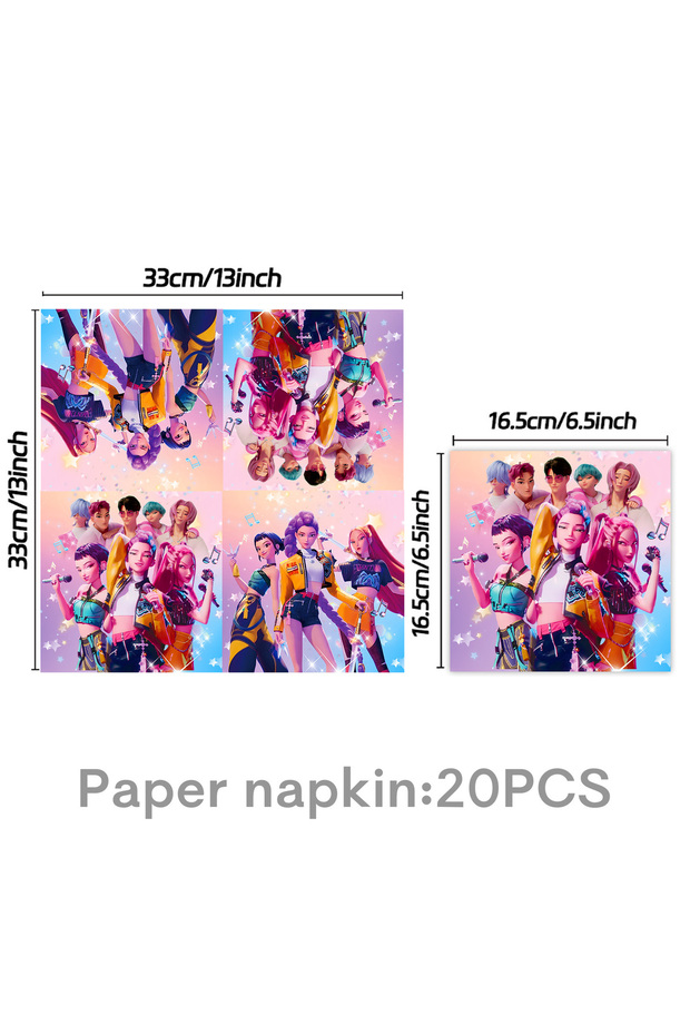 Napkins-20pcs Pop Star Disposable Tableware Anime Idol Birthday Theme Party Paper Plates Napkins Cup