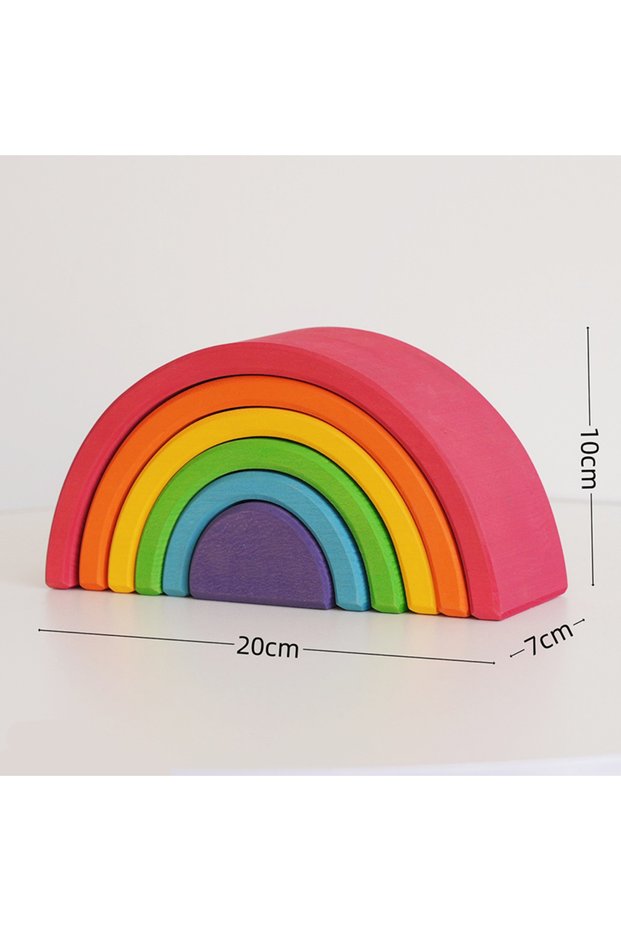 6pcs rainbow block Baby Monterssori Educational toy Wooden Rainbow Block Stacking Building Blocks Ba