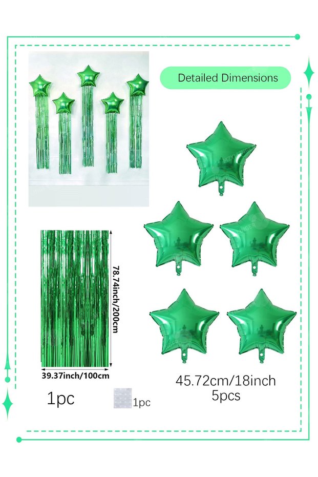 Other Style 5 Five pointed star balloon and tassel rain curtain set for birthday parties, weddings,