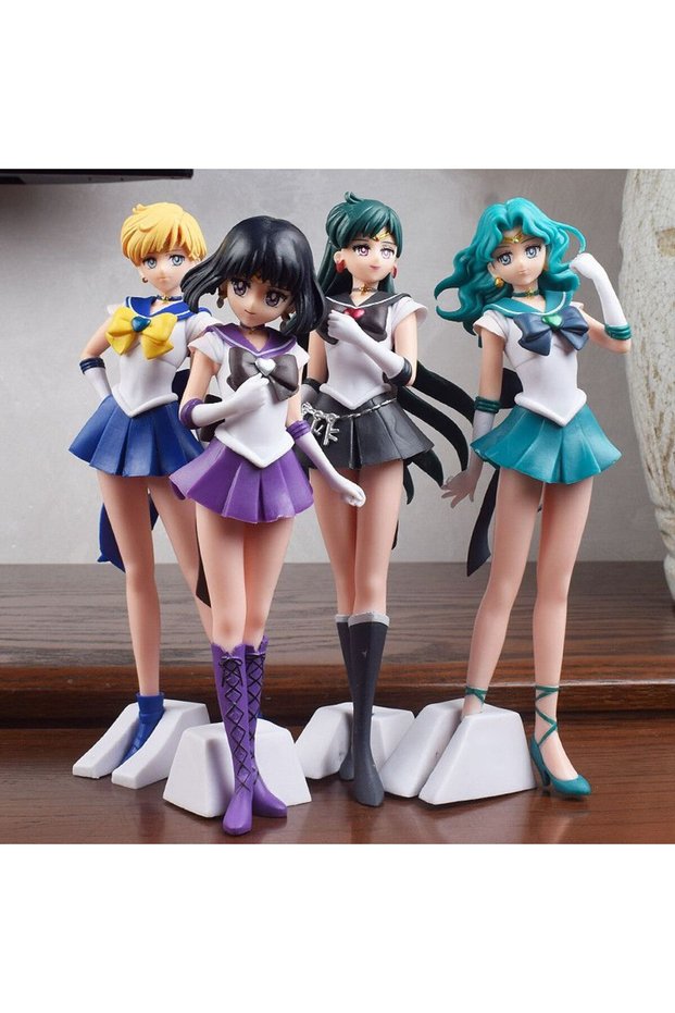 4pcs no stand Sailor Moon Anime Figure Set 23cm Meiou Setsuna Kaiou Michiru Haruka Tomoe Hota