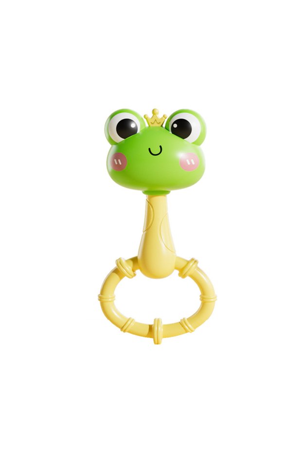 teether frog Cartoon Animal Rattle handbell, Newborn Sensory Development Grasp Learning Toy, Baby Ch