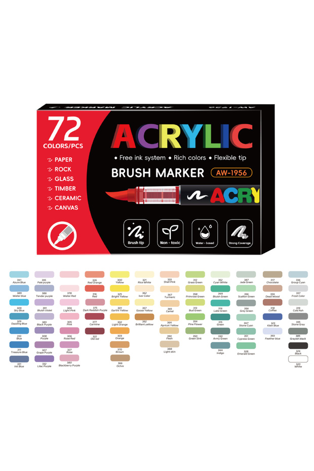 72 colors 12-288 Colors Acrylic Paint Pen Marker Brush Tip Paint Automatic Ink Control System Marker