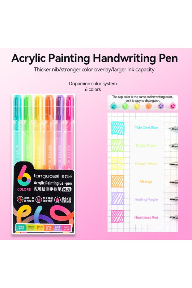 Dopamine series Languo 90 Colors Painting Acrylic Gel Pens Large Capacity Ink Pen for Drawing Diary