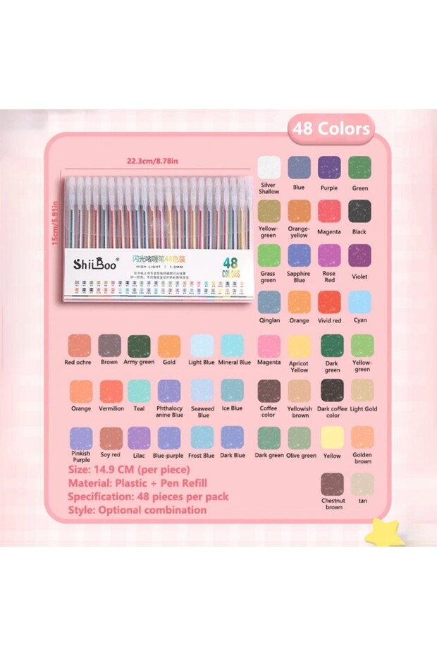 48 COLORS 8-60 Colors Glitter Gel Pen 1.0mm Metal Glitter Color Ballpoint Pen Paper Cardstock Diary