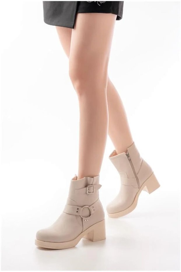 Women's Comfort Boots with Accessories, Buckle Protection, Thick Heels, and Zipper