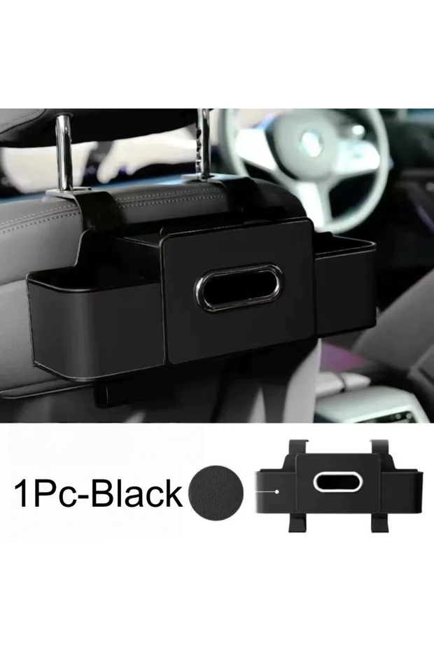 Black Car Seat Back Multifunctional Storage Box, Car Tissue Box, Phone Holder, Cup Holder, Car Rear