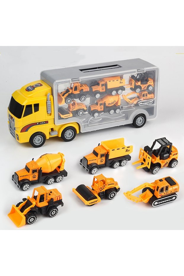Engineering 6 cars 10 In 1 Construction Toys Truck Storage Die-cast Vehicle Transporter Car Set Exca